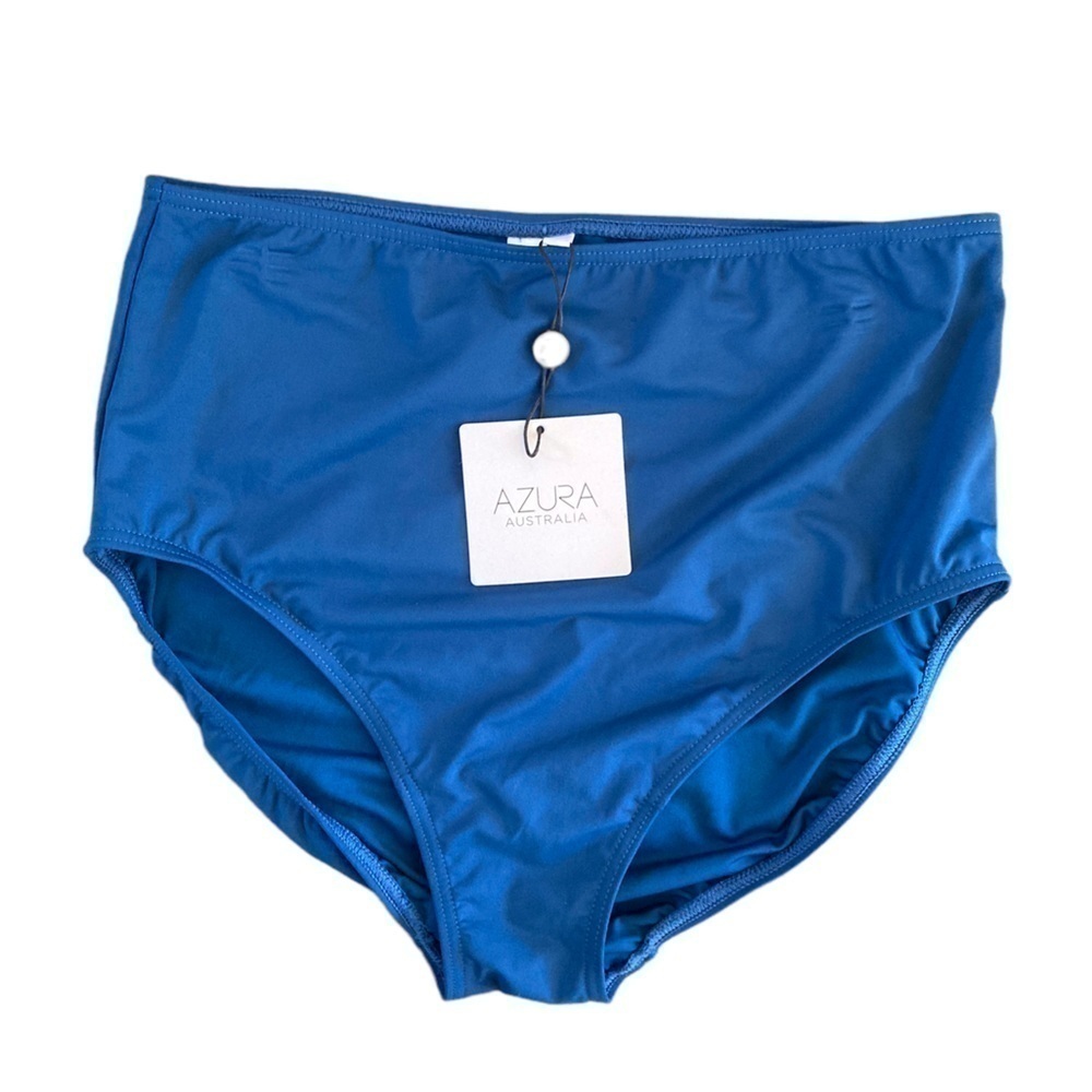 NWT Azura Australia Basix Slim Line Retro Pant Bikini Bottom Blue
